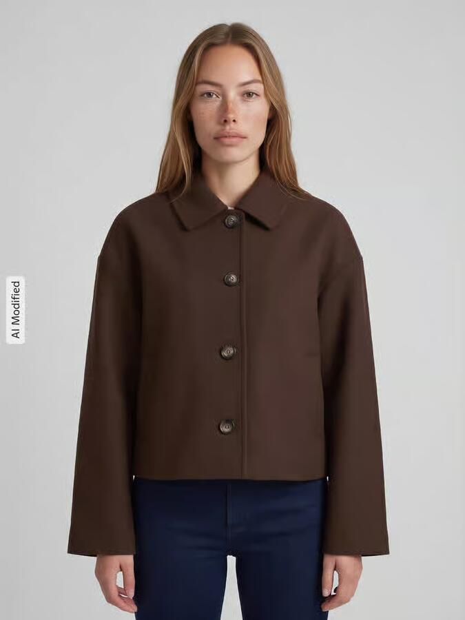 Pieces Loose fit lange jas met platte kraag model 'AYA' - Foto 3