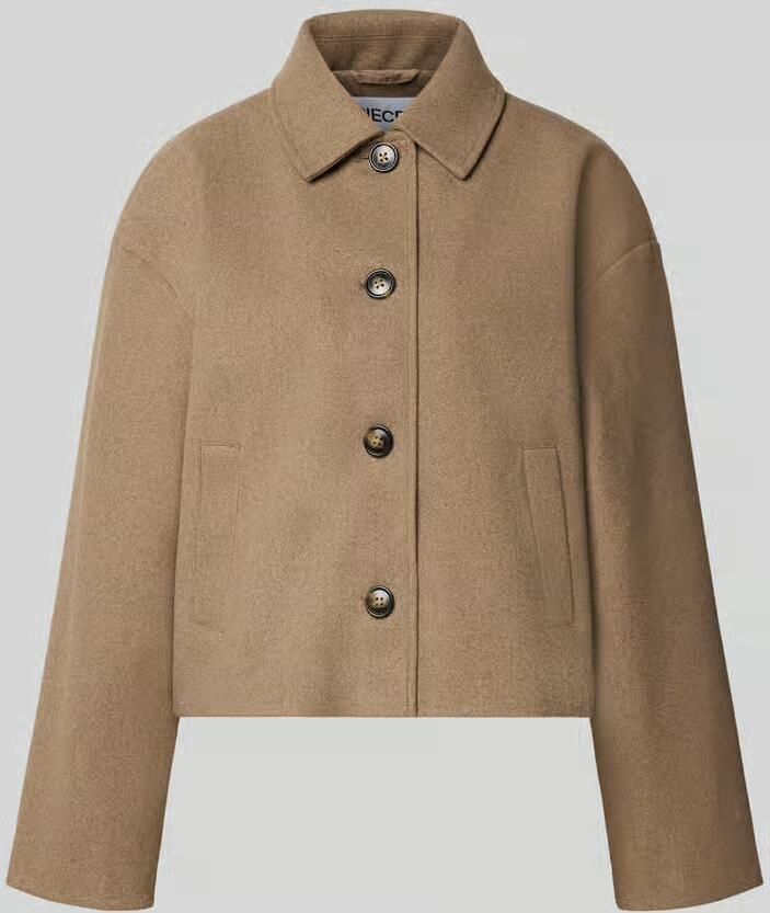 Pieces Loose fit lange jas met platte kraag model 'AYA'