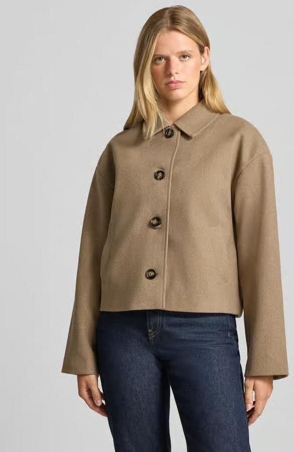 Pieces Loose fit lange jas met platte kraag model 'AYA' - Foto 2