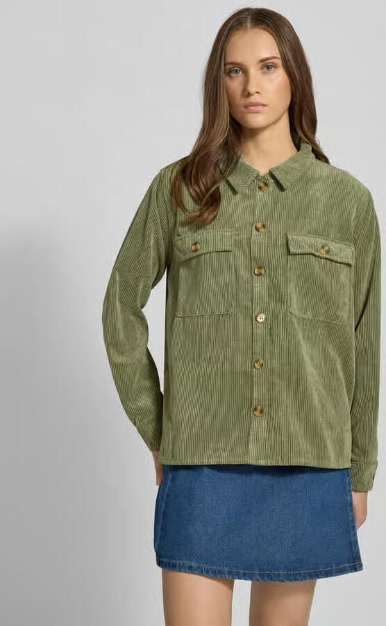 Pieces relaxed fit blouse met lange mouwen in corduroy look model 'EFFI' - Foto 4