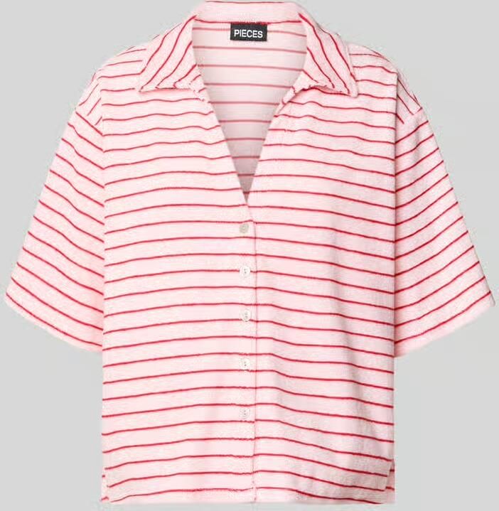 Pieces loose fit overhemdblouse van katoenmix model 'KAY' - Foto 2