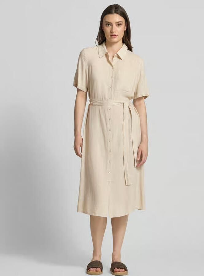 Pieces Losjes vallende vrijetijdsjurk van viscose-linnenmix model 'PIA' - Foto 3
