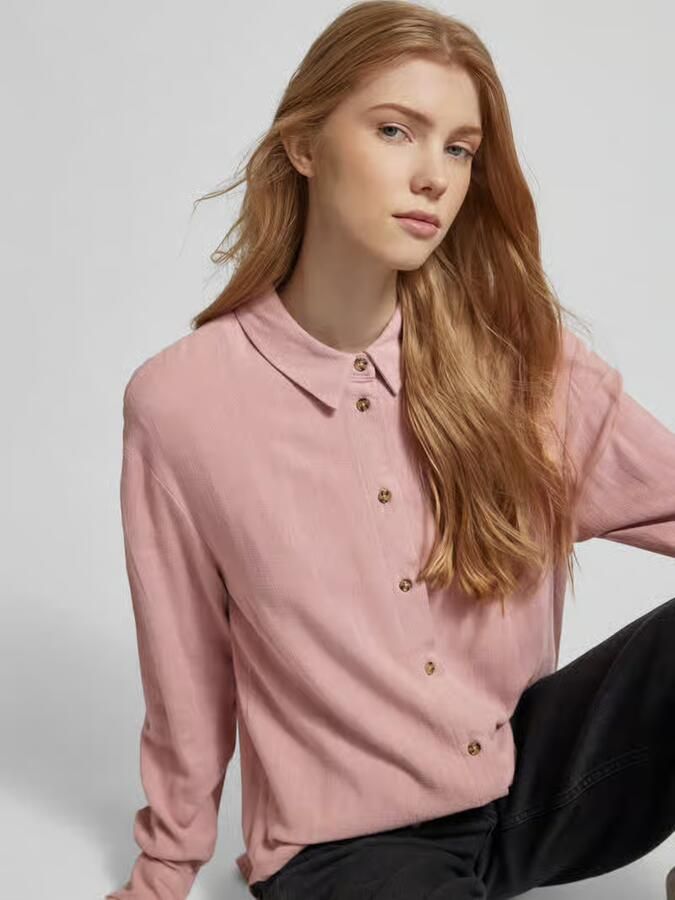 Pieces Oversized overhemdblouse met knoopsluiting model 'VINSTY'
