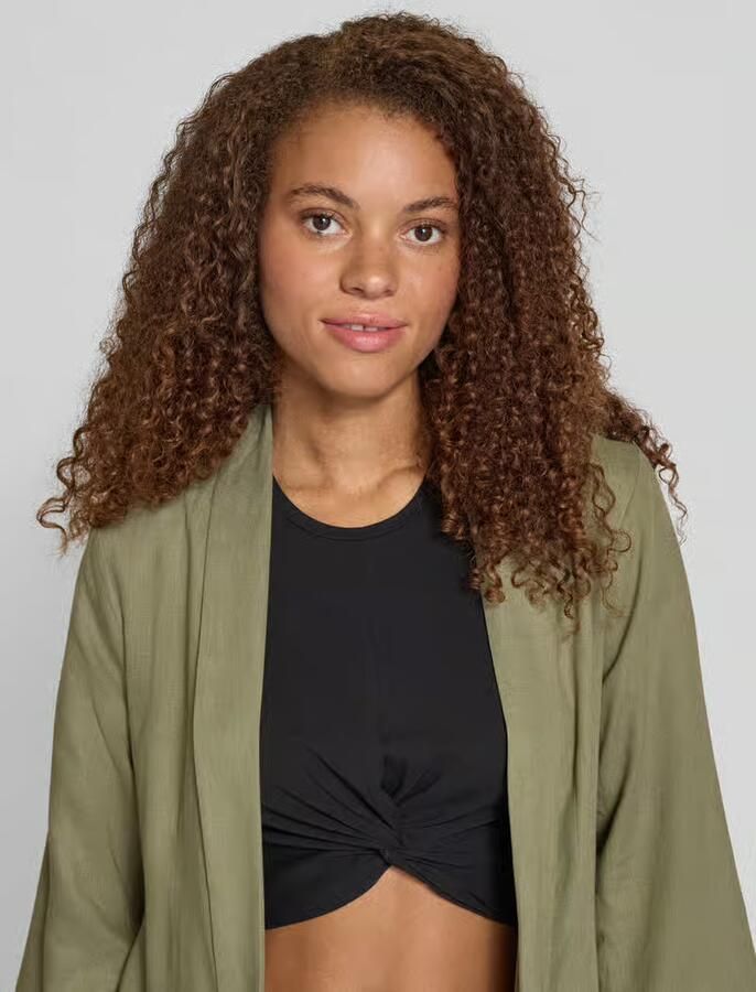Pieces Regular fit blazer van een mix van viscose en linnen model 'PIA BOSELLA'