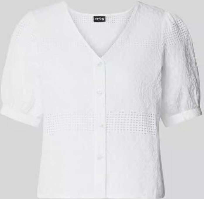 Pieces Regular fit blouse met broderie anglaise model 'TAYA'