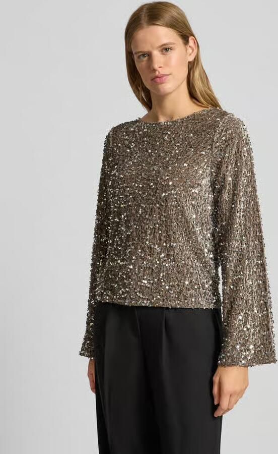 Pieces Regular fit blouse met lange mouwen en pailletten model 'KAM' - Foto 2