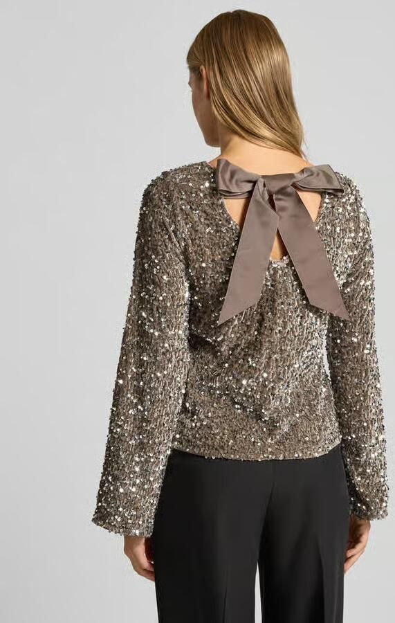 Pieces Regular fit blouse met lange mouwen en pailletten model 'KAM'