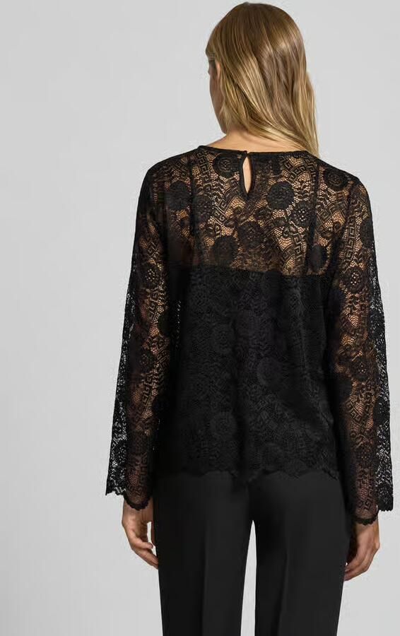 Pieces Regular fit blouse met lange mouwen van kant model 'OLLINE'