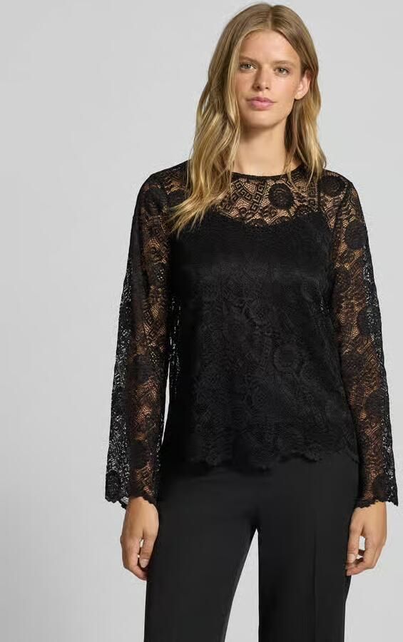 Pieces Regular fit blouse met lange mouwen van kant model 'OLLINE' - Foto 2