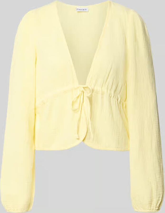 Pieces regular fit blouse met lange mouwen van puur katoen model 'SASTINA' - Foto 2