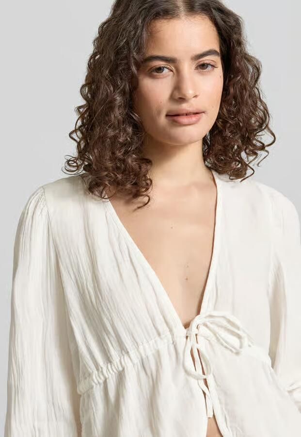 Pieces regular fit blouse met lange mouwen van puur katoen model 'SASTINA'