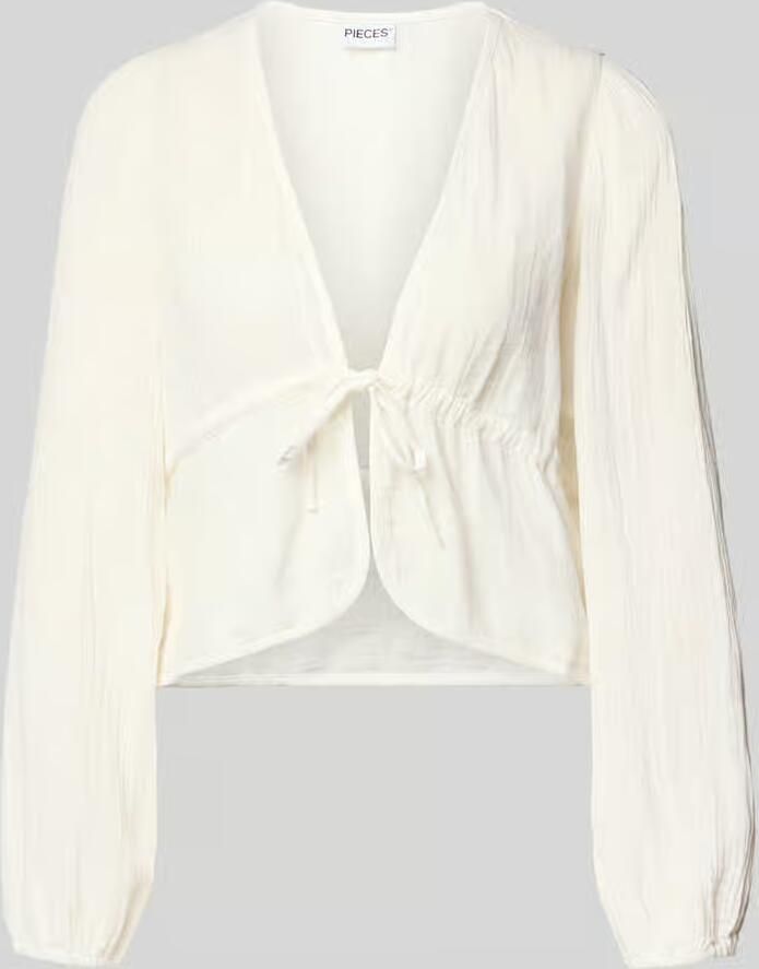 Pieces regular fit blouse met lange mouwen van puur katoen model 'SASTINA' - Foto 2