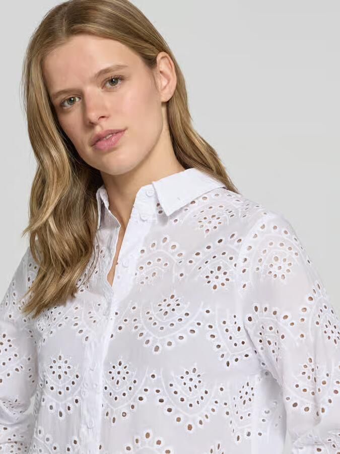 Pieces regular fit blouse met lange mouwen van puur katoen model 'VILDE'