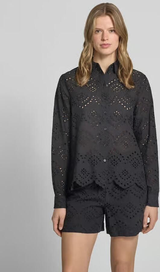 Pieces regular fit blouse met lange mouwen van puur katoen model 'VILDE' - Foto 7