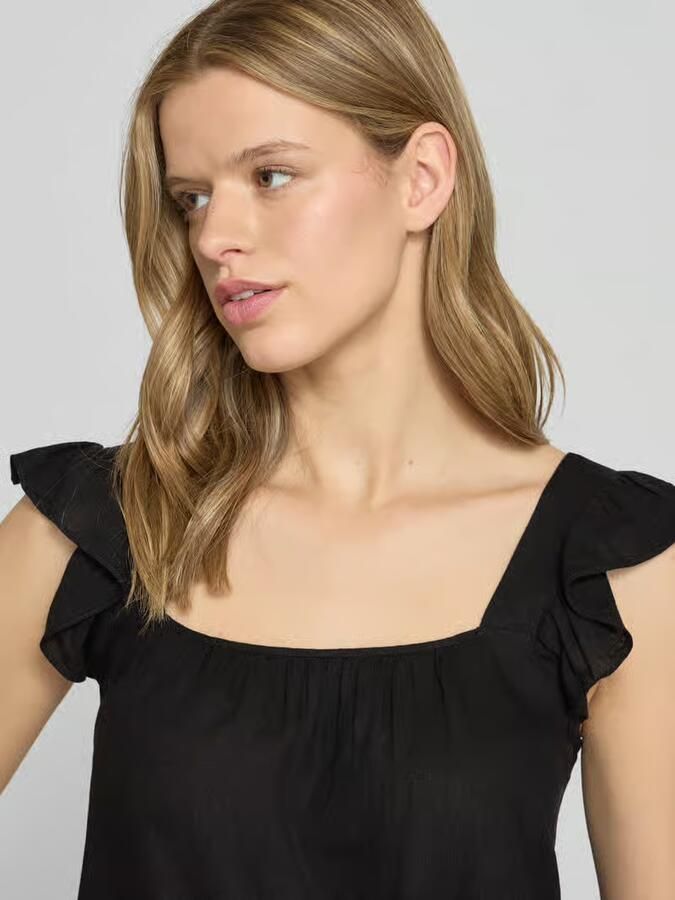 Pieces regular fit blousetop van mix van katoen en linnen model 'PIA'