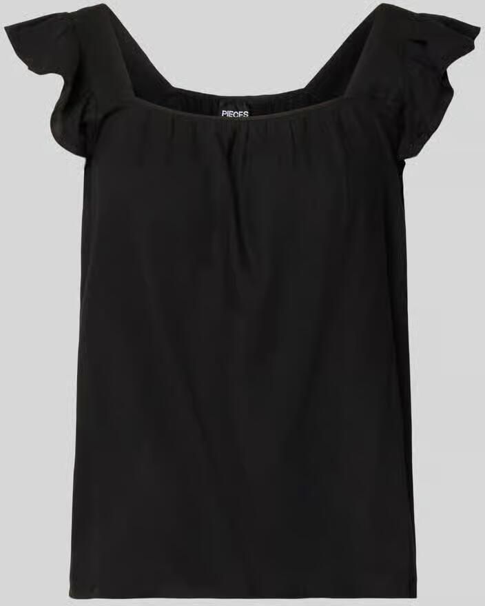 Pieces regular fit blousetop van mix van katoen en linnen model 'PIA' - Foto 2