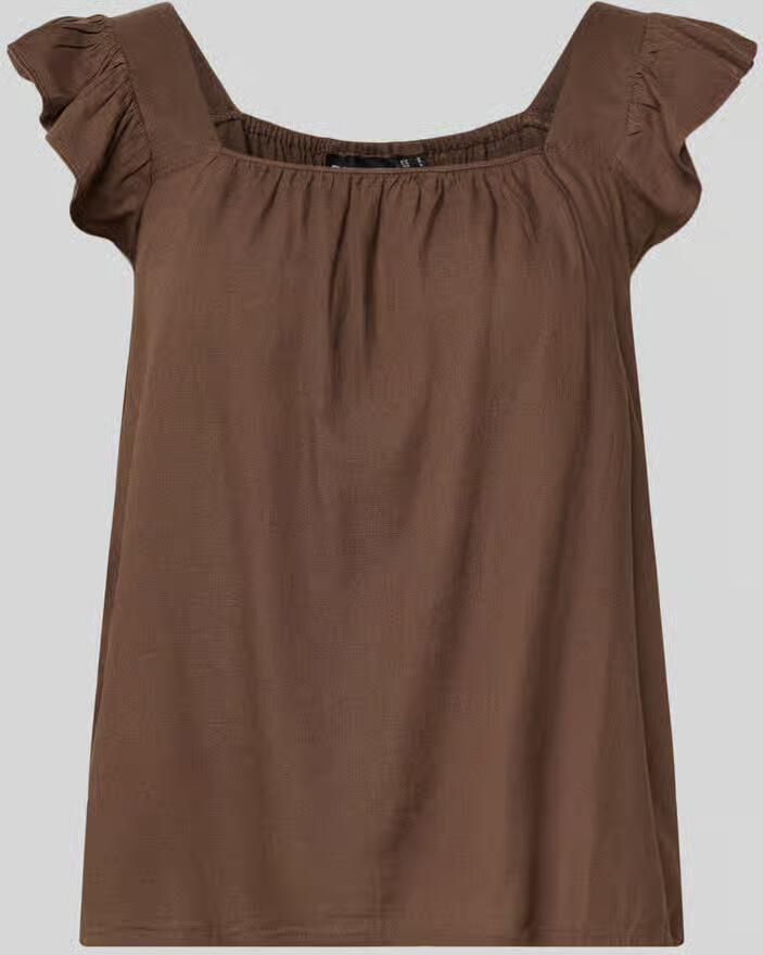 Pieces regular fit blousetop van mix van katoen en linnen model 'PIA' - Foto 2