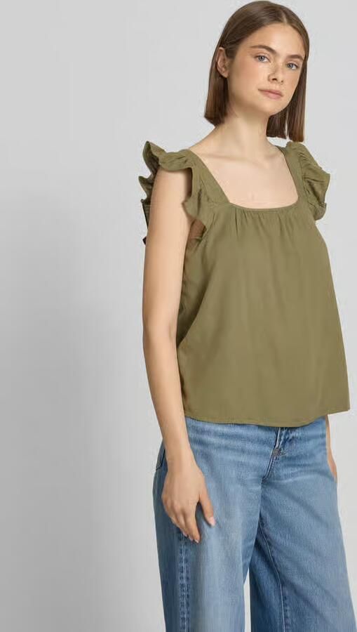 Pieces regular fit blousetop van mix van katoen en linnen model 'PIA' - Foto 4