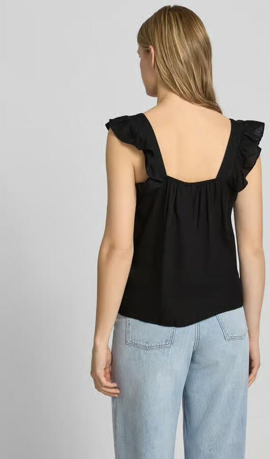 Pieces regular fit blousetop van mix van katoen en linnen model 'PIA' - Foto 3