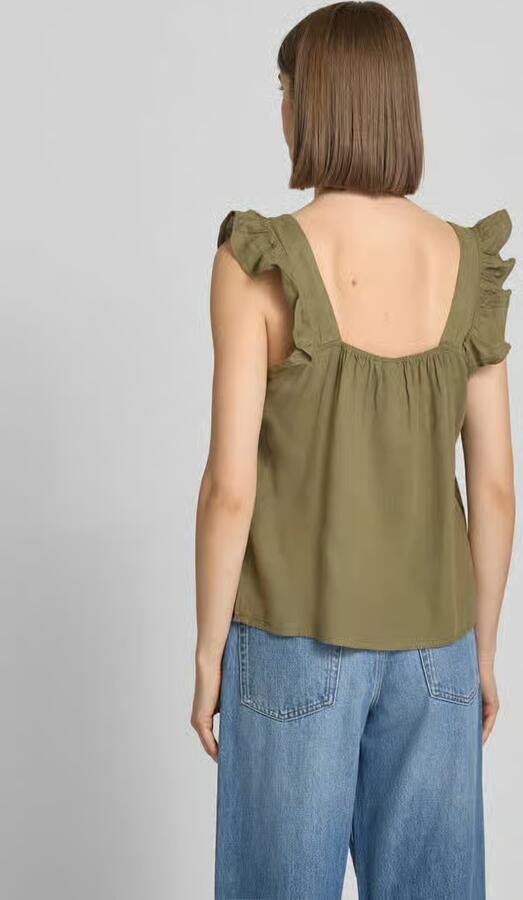 Pieces regular fit blousetop van mix van katoen en linnen model 'PIA' - Foto 3