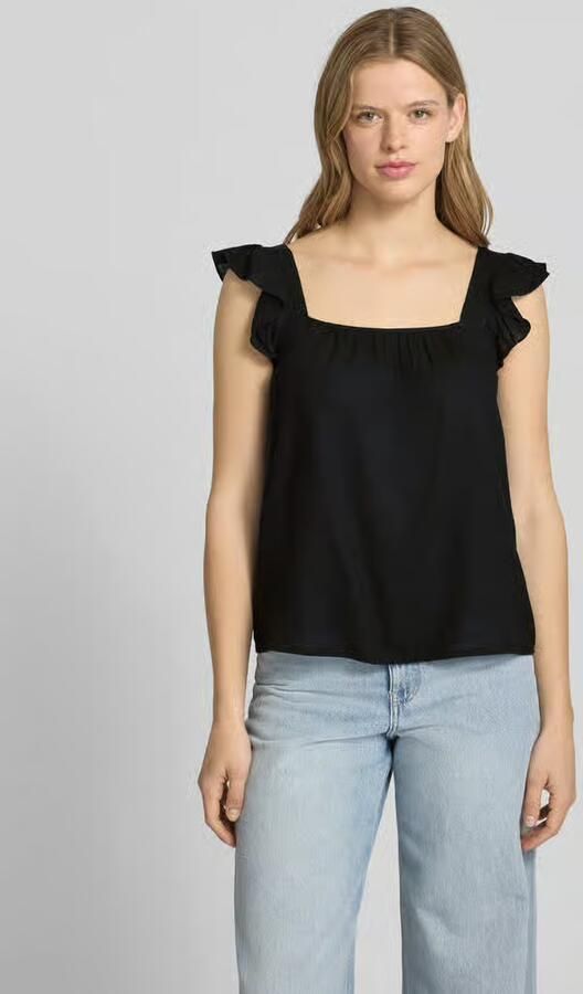 Pieces regular fit blousetop van mix van katoen en linnen model 'PIA' - Foto 4