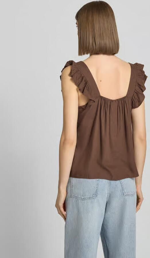 Pieces regular fit blousetop van mix van katoen en linnen model 'PIA'