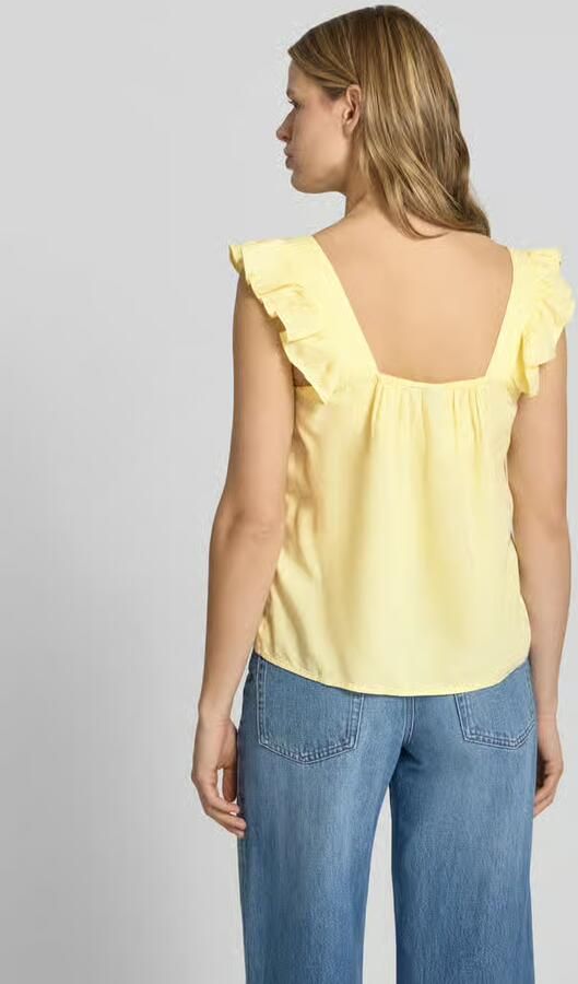 Pieces regular fit blousetop van mix van katoen en linnen model 'PIA'