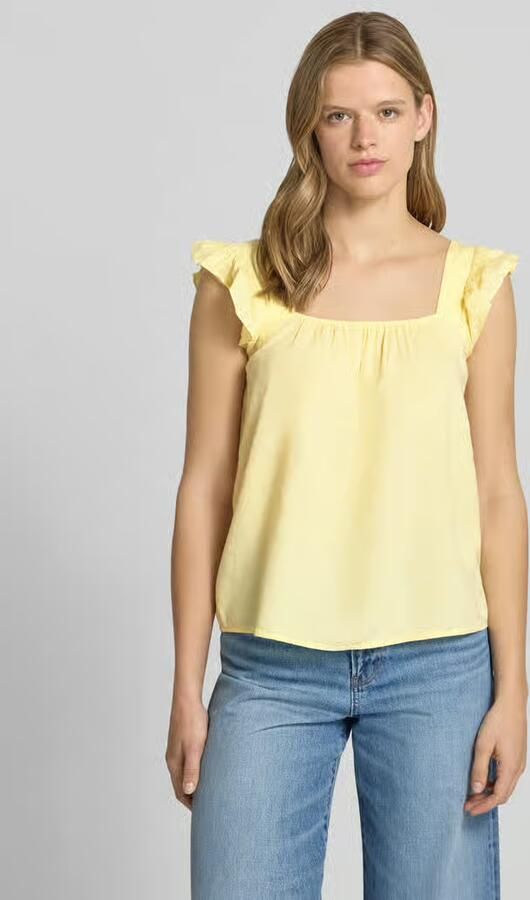 Pieces regular fit blousetop van mix van katoen en linnen model 'PIA' - Foto 4