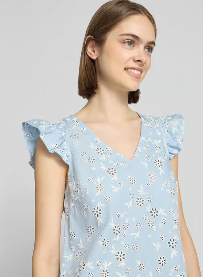 Pieces regular fit blousetop van puur katoen model 'BANNA'