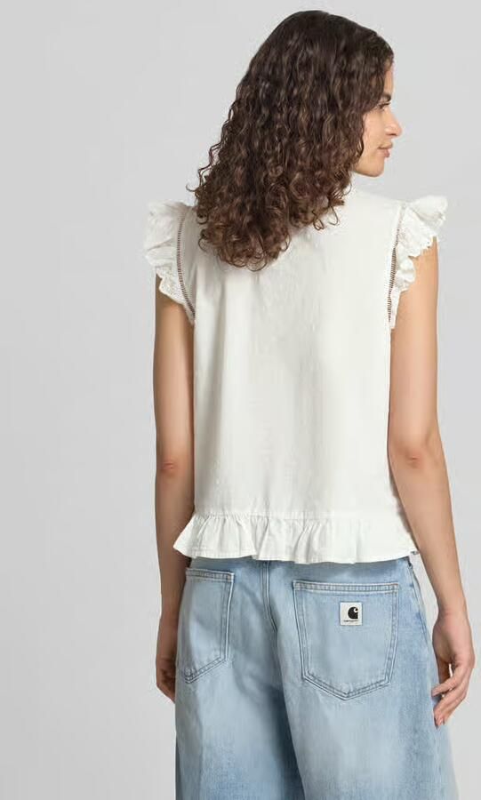 Pieces regular fit blousetop van puur katoen model 'GOLDIE'