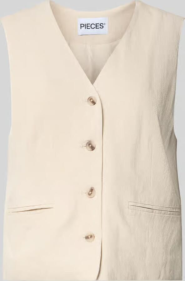 Pieces regular fit bodywarmer van viscose-linnenmix model 'VINSTY' - Foto 2