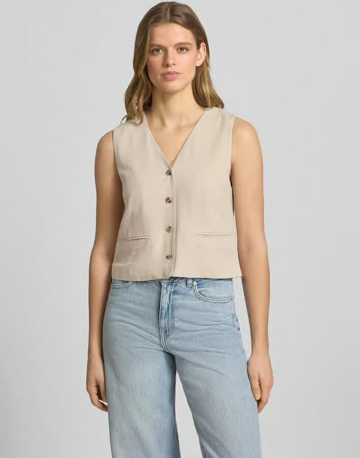 Pieces regular fit bodywarmer van viscose-linnenmix model 'VINSTY' - Foto 2