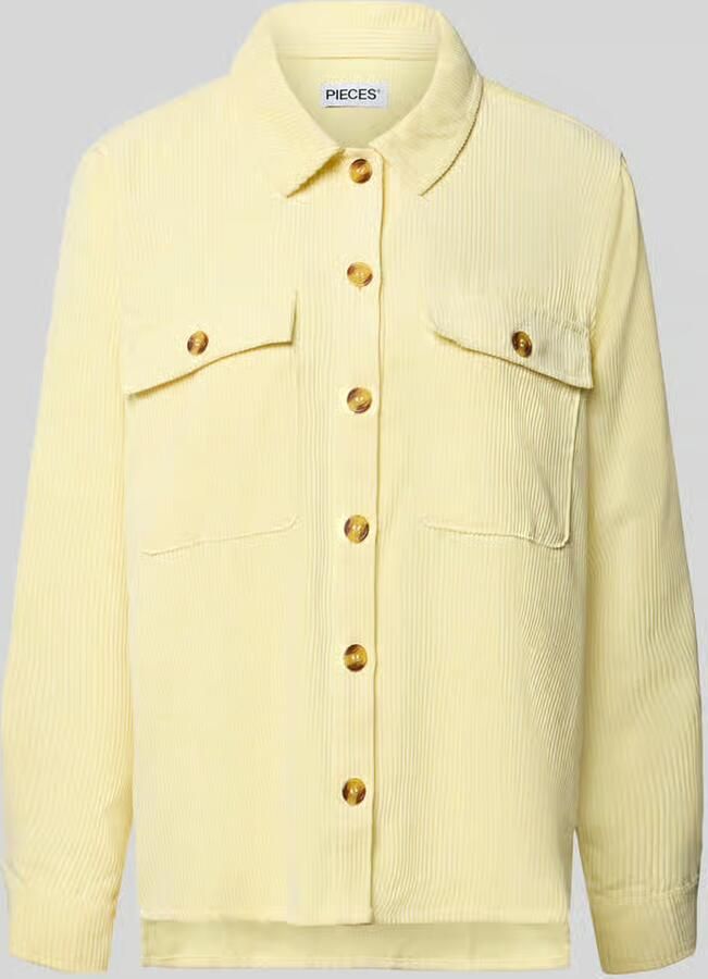 Pieces regular fit cordblouse met borstklepzakken model 'EFFI' - Foto 2