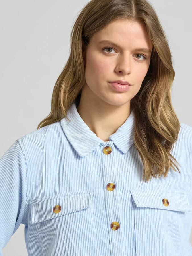 Pieces regular fit cordblouse met borstklepzakken model 'EFFI'