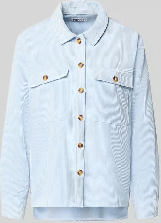 Pieces regular fit cordblouse met borstklepzakken model 'EFFI' - Foto 2
