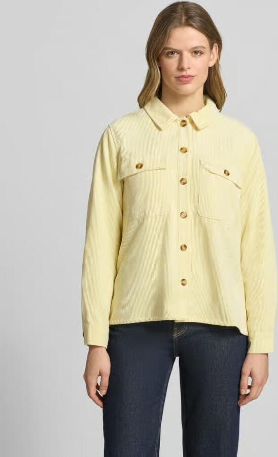 Pieces regular fit cordblouse met borstklepzakken model 'EFFI' - Foto 4