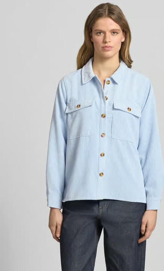 Pieces regular fit cordblouse met borstklepzakken model 'EFFI' - Foto 4