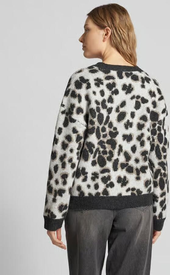 Pieces Regular fit gebreide pullover met dierenprint model 'NANA'