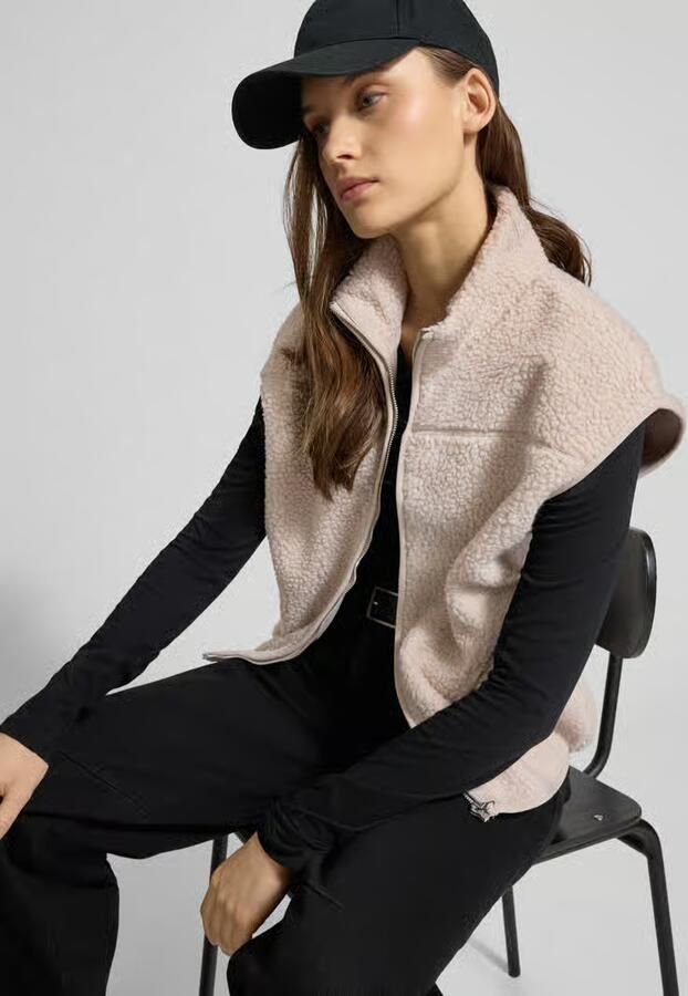 Pieces Comfort fit gilet van teddybont met opstaande kraag model 'SADIA' - Foto 2