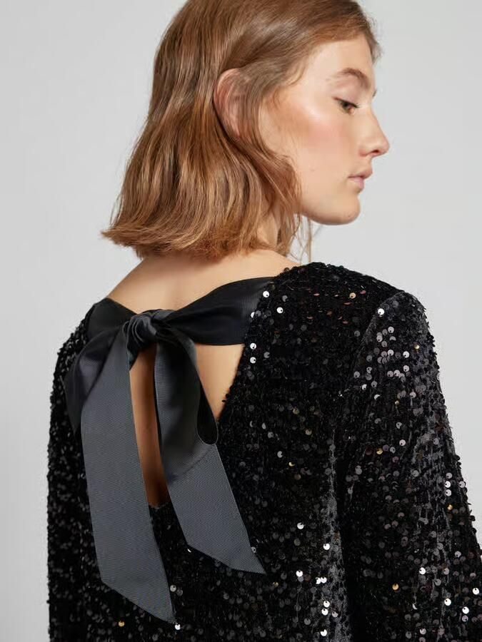 Pieces Regular fit jurk met pailletten en strik model 'KAM'