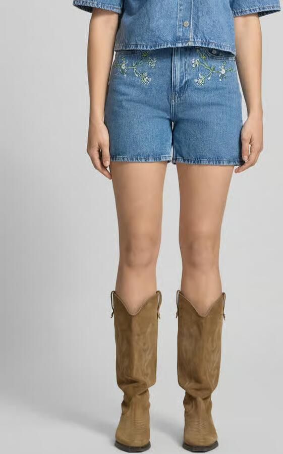 Pieces regular fit korte jeans van puur katoen model 'SKY' - Foto 3