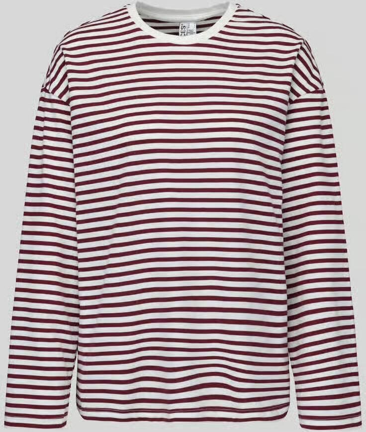 Pieces regular fit longsleeveshirt van katoenmix model 'ADIE'