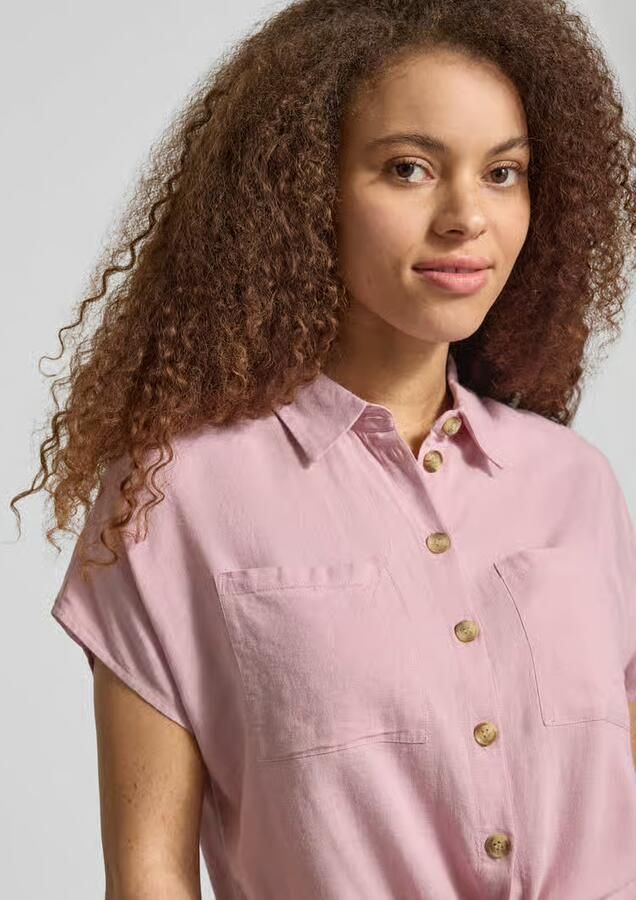 Pieces regular fit overhemdblouse van mix van viscose en linnen model 'PIA'