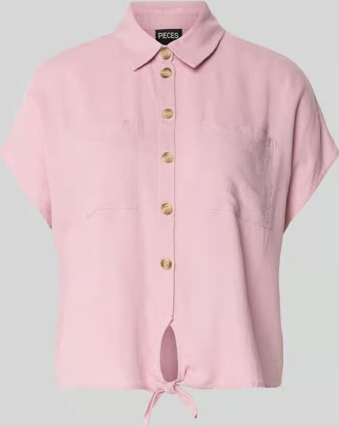 Pieces regular fit overhemdblouse van mix van viscose en linnen model 'PIA' - Foto 2