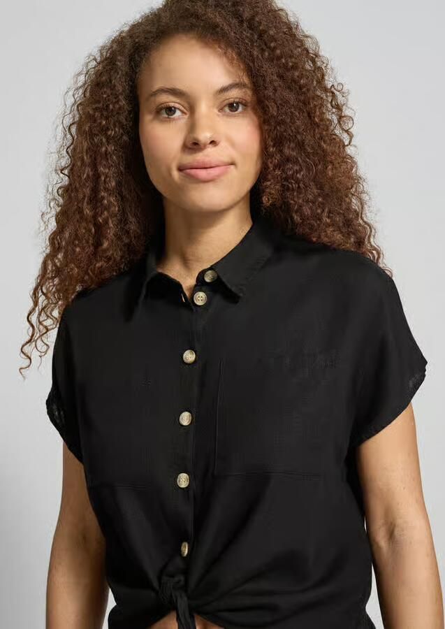 Pieces regular fit overhemdblouse van mix van viscose en linnen model 'PIA'
