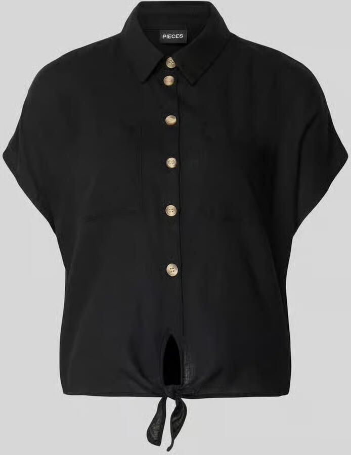 Pieces regular fit overhemdblouse van mix van viscose en linnen model 'PIA' - Foto 2