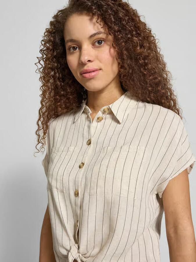 Pieces regular fit overhemdblouse van mix van viscose en linnen model 'PIA'