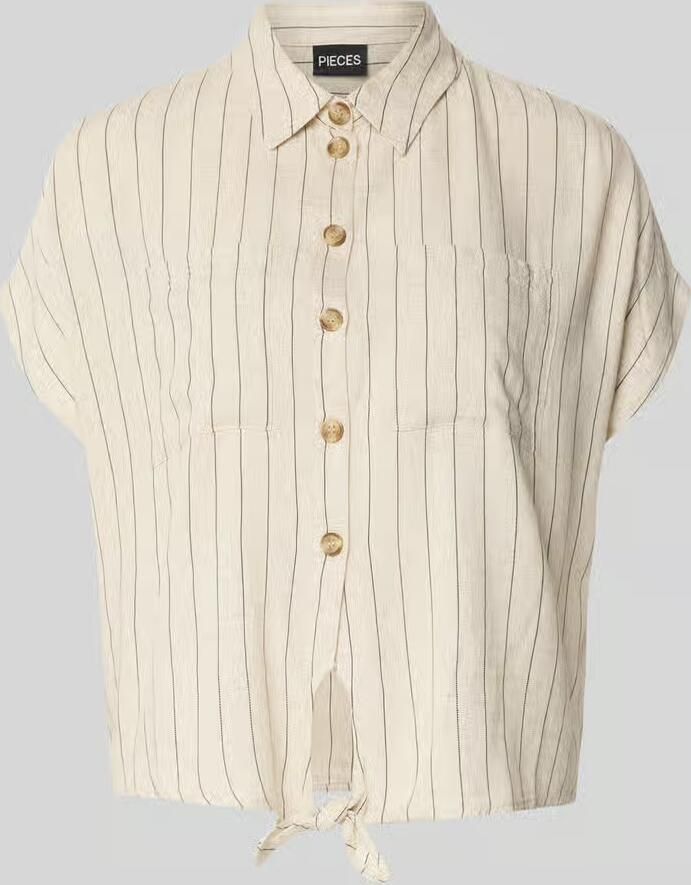 Pieces regular fit overhemdblouse van mix van viscose en linnen model 'PIA' - Foto 2
