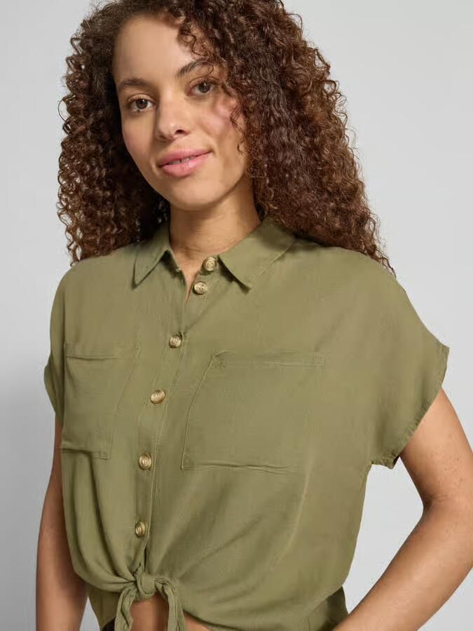 Pieces regular fit overhemdblouse van mix van viscose en linnen model 'PIA'