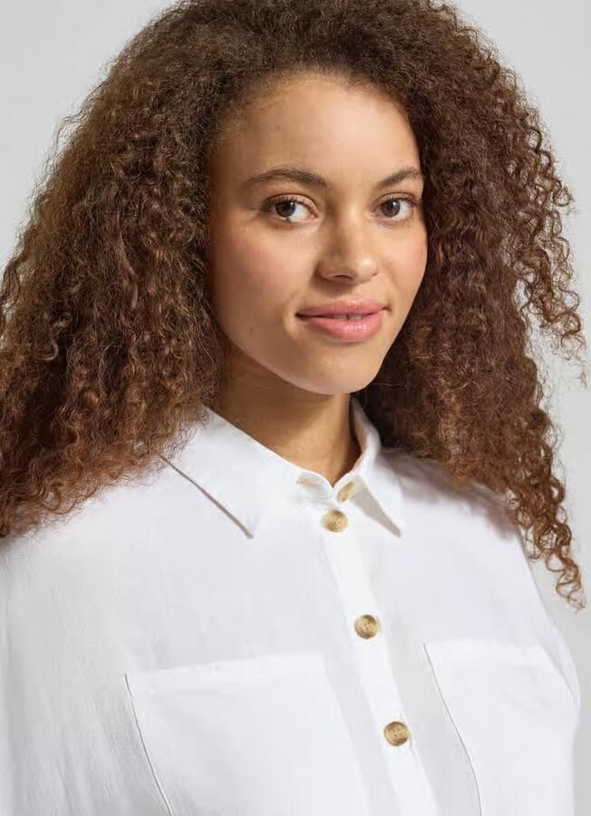 Pieces regular fit overhemdblouse van mix van viscose en linnen model 'PIA'